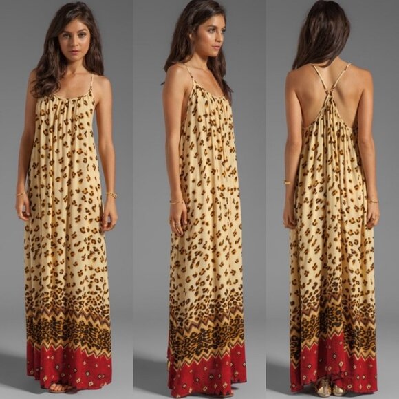 Revolve MinkPink Maxi Dress Wild Thing Leopard Print Ombre Bohemian Size XS Boho - Picture 2 of 13